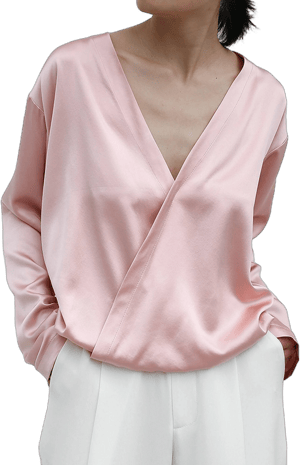 Silk Charmeuse V-Neck Wrap Top