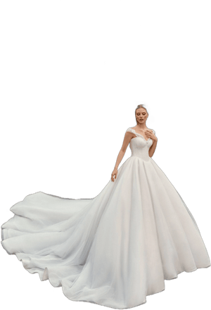 Princess Bridal Gown with Off-The-Shoulder Straps