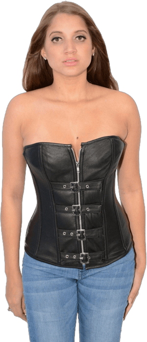 Milwaukee Leather Ladies Lambskin Zipper and Buckle Front Corset