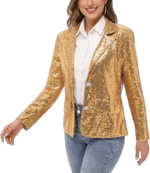 Anna-Kaci Women's Sparkle Sequin Long Sleeve Blazer Jacket