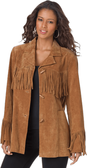 Plus Size Women's Fringe Suede Jacket by Roaman's