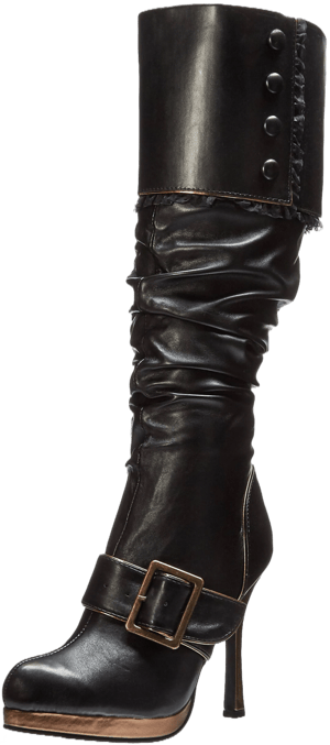 4" Heel Knee High Boots Black PU / Size 10