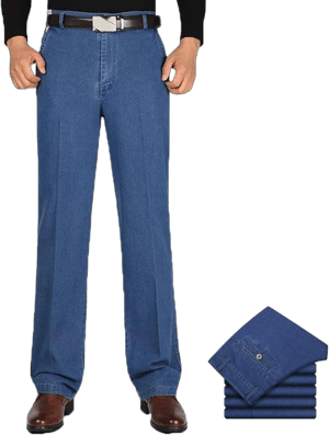 Men's High-Waist Straight Fit Stretch Jeans