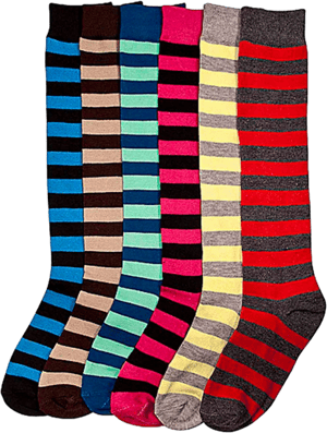 Luxury Divas Fun Striped Knee High Socks (6-Pack)