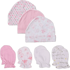 Newborn Baby Soft Cotton Organic Cap and Mitten Set Sunny Hats Hospital Baby Boy and Girl