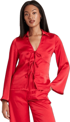 A New Day Women's Satin Tie Blouse