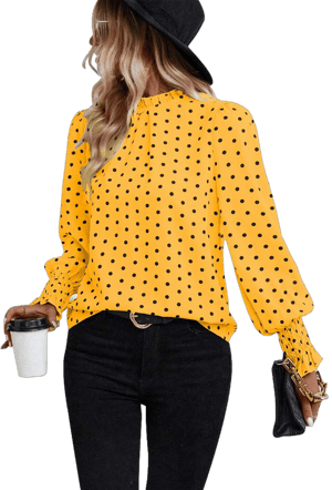 ZOOMOON Women's Polka Dot Puff Ruffle Tunic Blouse