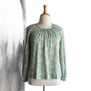 70s Vintage Polyester Floral Peasant Blouse