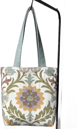 Large Colorful "Folk Art" Fabric Tote Market Bag Sturdy