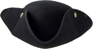 Jacobson Hat Company Men's Black Tricorne Hat W/Snaps