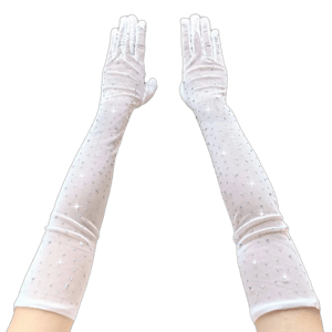 Women's Sparkly Rhinestone Mesh Sheer Gloves