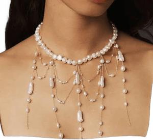 Anthropologie Waterfall Pearl Choker Necklace