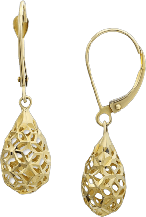 Macy's 10K Gold Filigree Leverback Drop Earrings