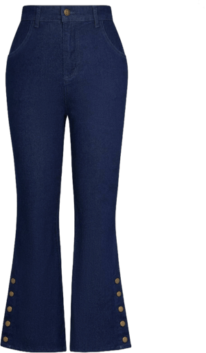 Belle Poque Women's High-Waisted Bell Bottom Jeans with Button Slit Hem