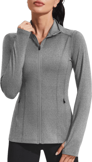 PINSPARK Women's Slim Fit Full Zip Workout Jacket with Pockets