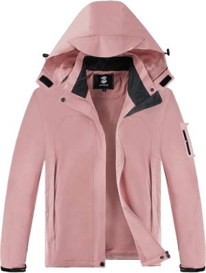 Women's Waterproof Lightweight Rain Jacket with Removable Hood