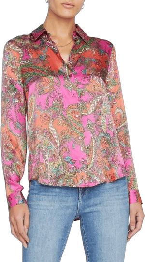 L'AGENCE Women's Tyler Paisley Silk Blouse