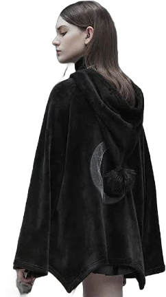 Dark Velvet Embroidered Cloak Jacket