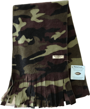 adults men Green Camo fleece Scarf with fringe Green Camo print fleece