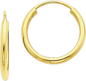 14K Yellow Gold Hollow Tube Hoop Earrings