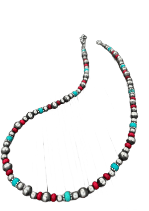 Navajo Pearl Necklace with German Silver Beads