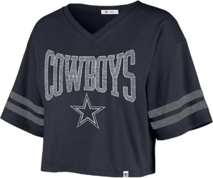 ' Women's47 Navy Dallas Cowboys Fanfare Sport V-Neck Crop Top