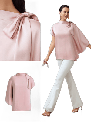 SHEIN Shoulder Bow Satin Blouse