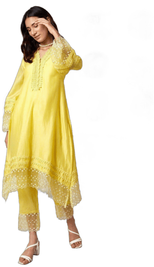 The Loom Chanderi Asymmetric Cotton Kurta Set of 2