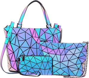 LOVEVOOK Geometric Luminous Purses and Handbags for Women Holographic Reflective Crossbody Bag Wallet