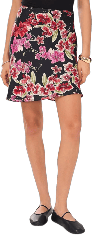 1.state Women's Bias-Cut Floral Satin Mini Skirt