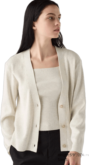 Women's Washable Knit Ribbed Cardigan | Natural | Small | Uniqlo US