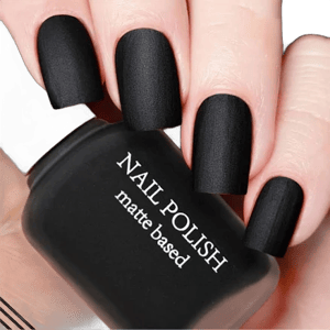 ASMAYSA Black Matte Nail Polish, Matte Top Coat Black Nail Polish Fast Dry, Highly Pigmented Black Fingernail Polish Matte Effect, Matte Black Nail