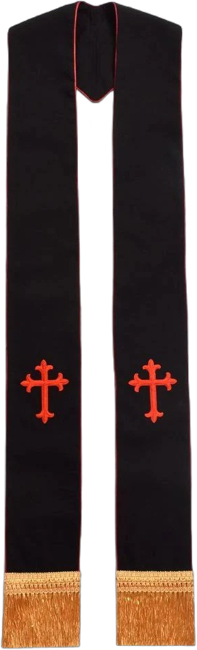 BLESSUME Clergy Mass Black Stole Cross Embroidery