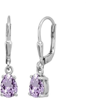 Glitzy Rocks Sterling Silver Pear-Cut Amethyst Teardrop Drop Earrings