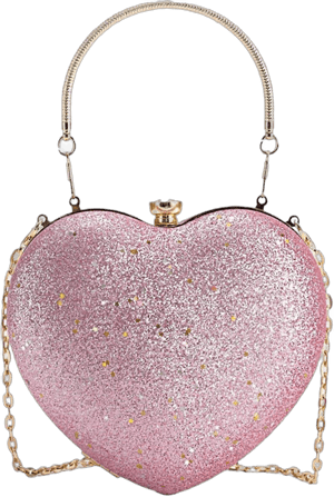 Sparkly Heart Shape Clutch Purse