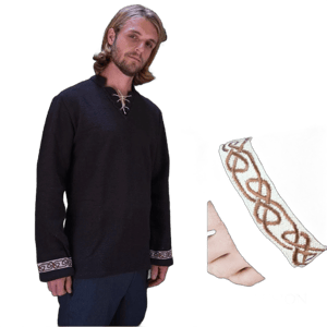 CELTICFUSIONDESIGN Men's Celtic Knotwork Embroidery Cotton Tunic