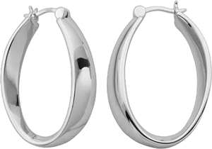 Sterling Silver Oval Sculpted Hoop Earrings