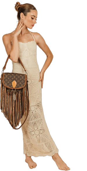 World Traveler Crossbody with Boho Fringe Authentic Vintage