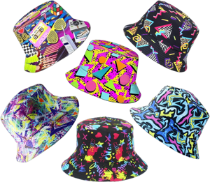 HEYTOP Unisex Retro 80s 90s Bucket Hats