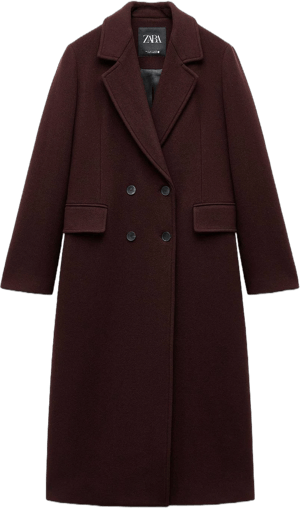 Zara Women's Wool Blend Double Breasted Coat