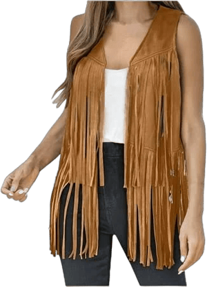 Women's 70s Hippie Suede Fringe Tassel Vest