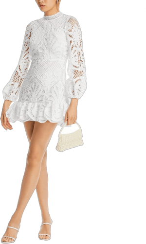 AQUA Women's Lace Long Sleeve Dress