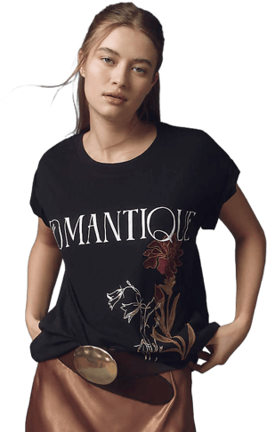 Anthropologie Romantique Boyfriend Graphic T-Shirt