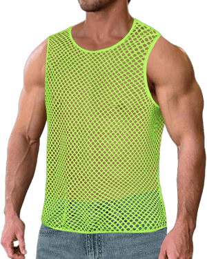 Men's Fitted Mesh Fishnet Muscle Top