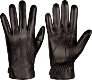 Alepo Genuine Sheepskin Leather Gloves for Men, Winter Warm Touchscreen Texting Cashmere Lined Driving Motorcycle Gloves (Brown-S)