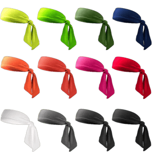 Neon Ninja Headbands for Men Women 12PCS Ninja Karate Kid Tie Headbands Adjustable Elastic Bandana Sweatbands Athletic Hair Wrap Bands for Sports