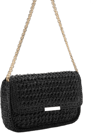 MANGO Women's Braided Raffia Shoulder Bag