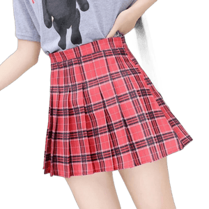 High Waist Pleated Plaid Mini Skirt