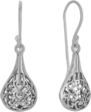 Sterling Silver Vintage Filigree Teardrop Drop Earrings