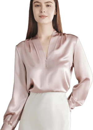 Daisysilk Women's 100% Silk V-Neck Blouse